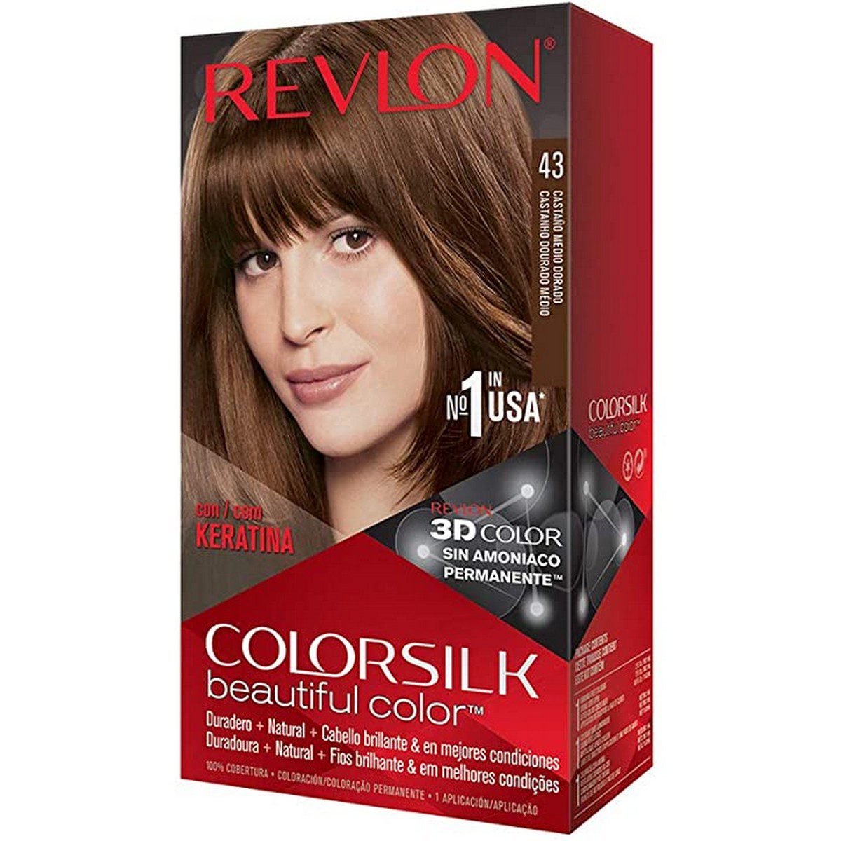 REVLON 43 Medium Golden Brown 3D Hair Color - atozstore.pk