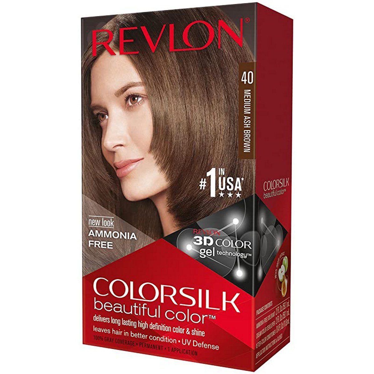 REVLON 40 Medium Ash Brown 3D Hair Color - atozstore.pk